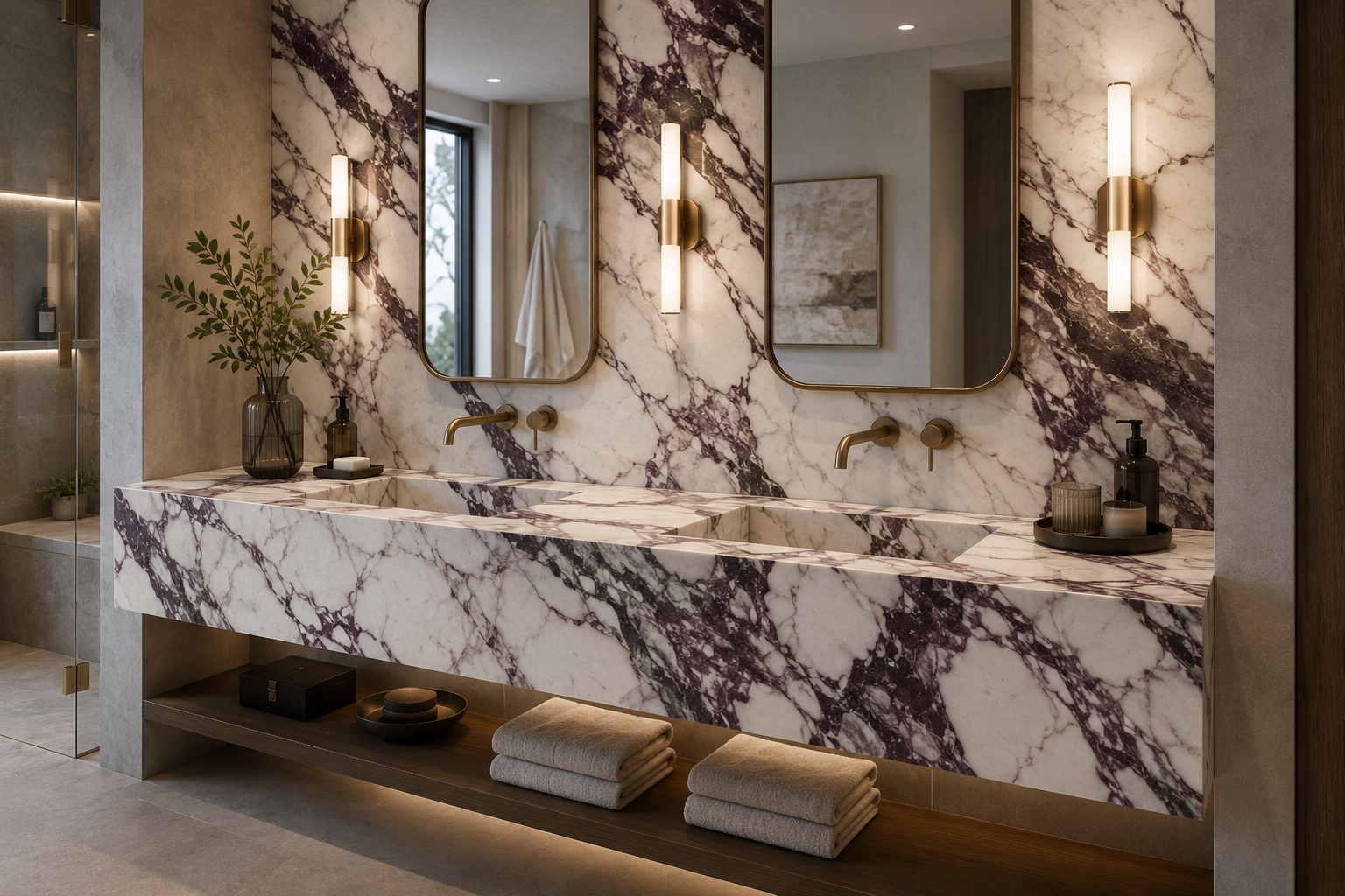 Calacatta Viola Marble Bathroom