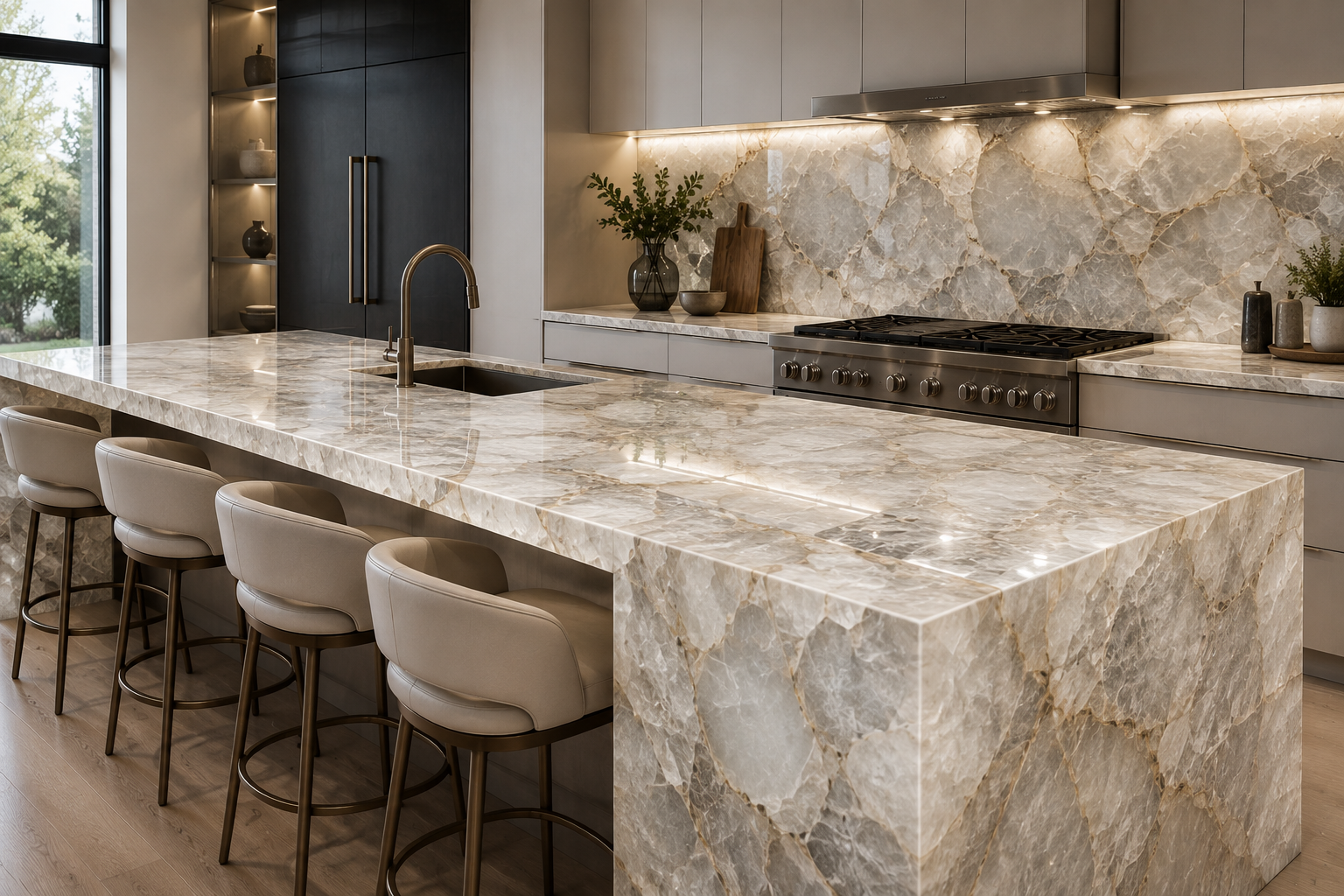 Cristallo Quartzite Kitchen